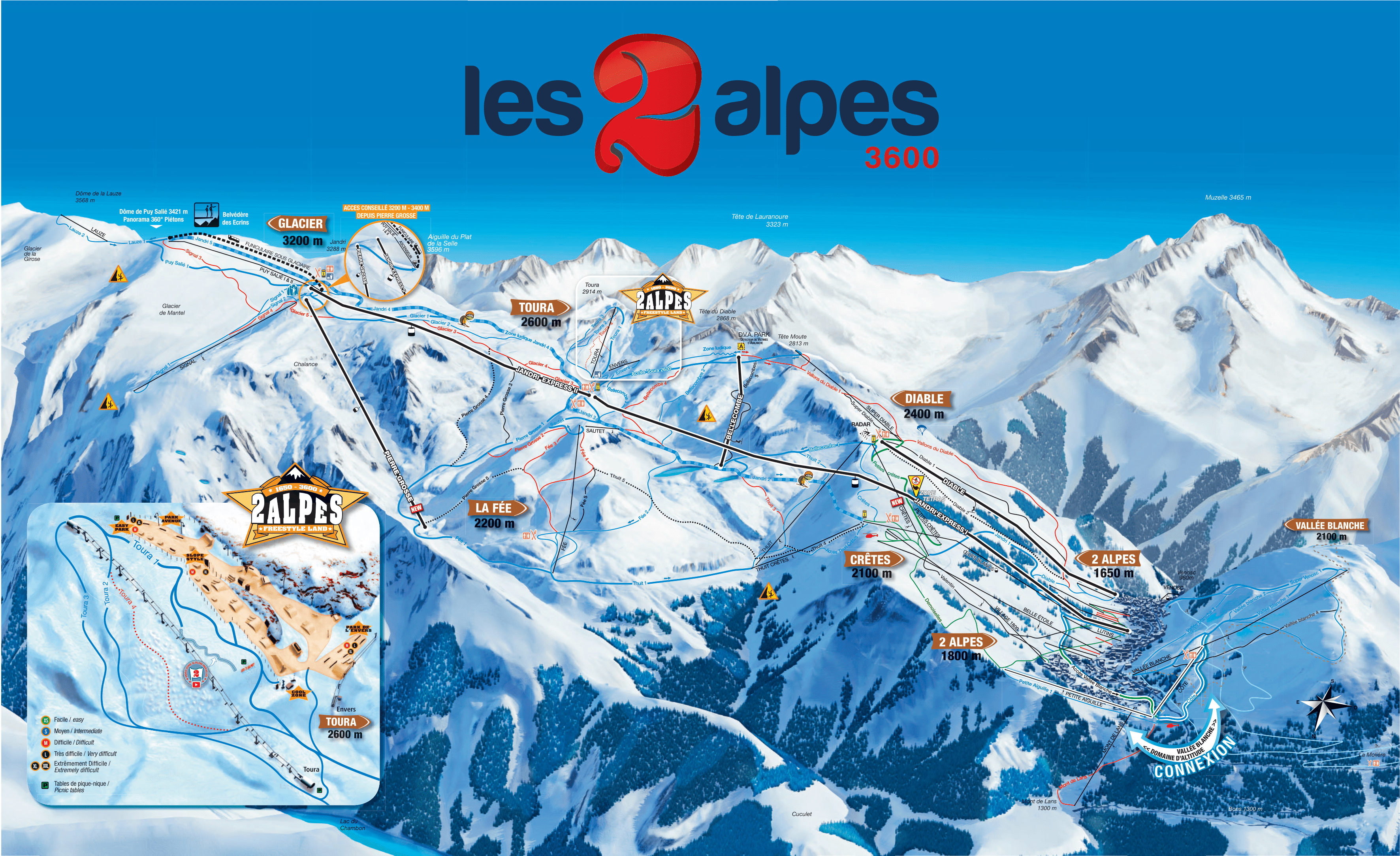 plan des pistes les deux alpes